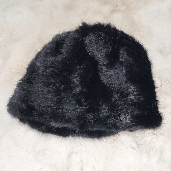 Trilogy Collections Black Fur Hat Mink Womens